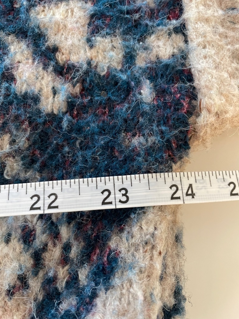Pilcro Beige and Teal Patterned Crewneck Sweater -SMALL - Picture 8 of 9